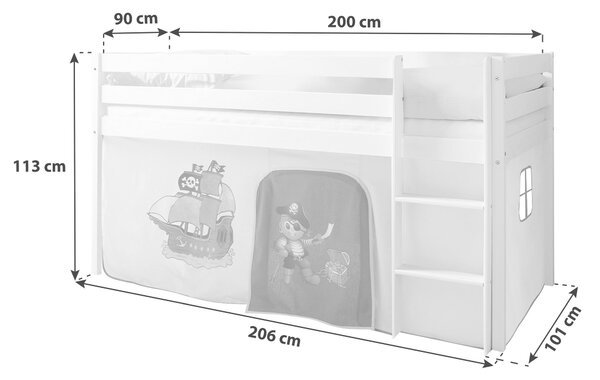 VYVÝŠENÁ POSTEĽ, 90/200 cm prírodná farba, svetlomodrá, tmavomodrá MID.YOU - Detské izby, Online Only