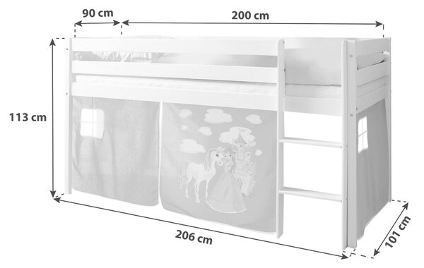 VYVÝŠENÁ POSTEĽ, 90/200 cm lila, prírodná farba, béžová MID.YOU - Detské izby, Online Only