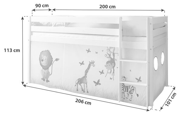 VYVÝŠENÁ POSTEĽ, 90/200 cm viacfarebná, prírodná farba MID.YOU - Detské izby, Online Only