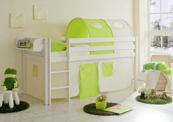 VYVÝŠENÁ POSTEĽ, 90/200 cm zelená, biela, béžová MID.YOU - Detské izby, Online Only