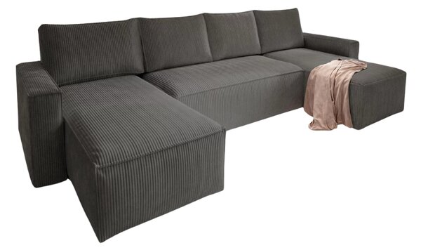 Tmavosivá sedacia súprava do U SMART COSARO 295x140 cm