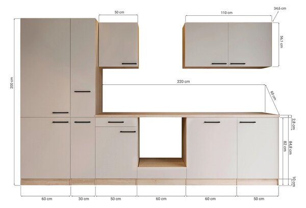 KUCHYNSKÝ BLOK BEZ SPOTREBIČO 310 cm Respekta - Online Only kuchyne, Online Only