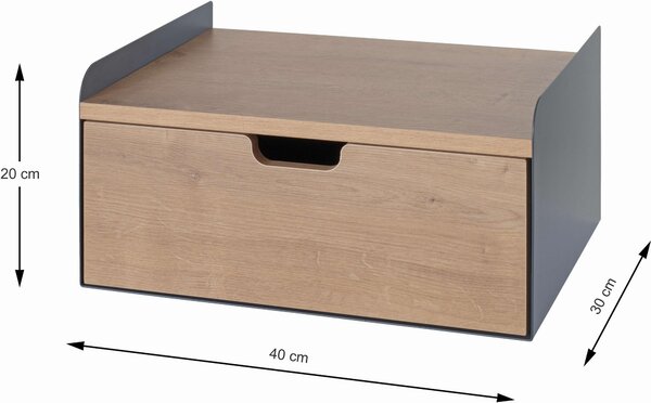 NOČNÝ STOLÍK, antracitová, farba duba, 40/20/30 cm - Nočné stolíky, Online Only