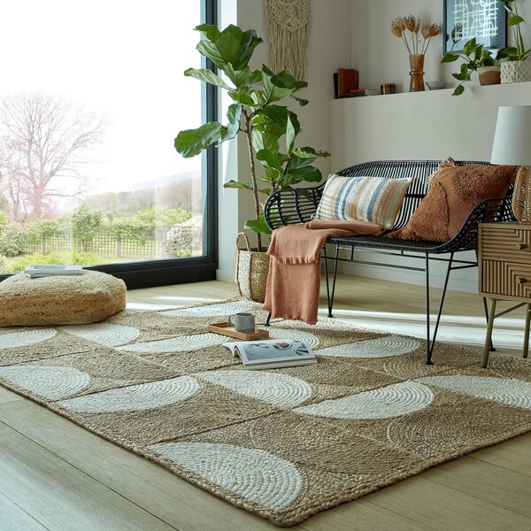 Flair Rugs , Kusový koberec Ella Jute Eclipse Natural/White, 200x290, béžová, chodba / predsieň