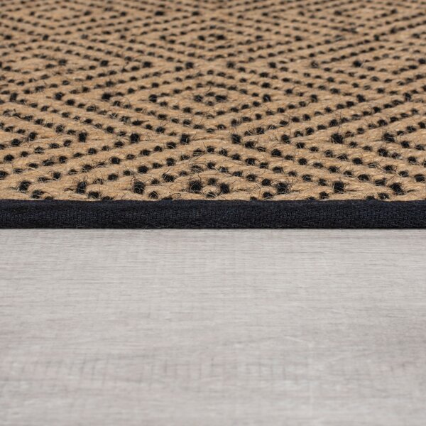 Flair Rugs , Kusový koberec Geometric Jute Black, 200x290, béžová, chodba / predsieň