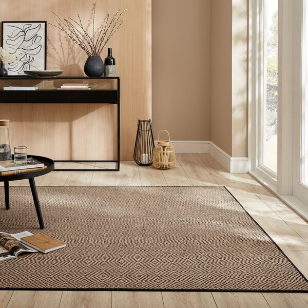 Flair Rugs , Kusový koberec Geometric Jute Black, 200x290, béžová, chodba / predsieň