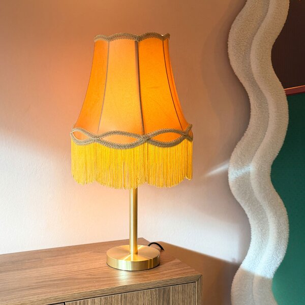 Klasická stolná lampa mosadz s tienidlom Granny zlatá 30 cm - Simplo