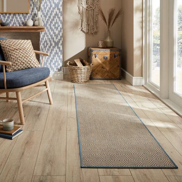 Flair Rugs, Behúň Geometric Jute Blue, 60x230, béžová, chodba / predsieň