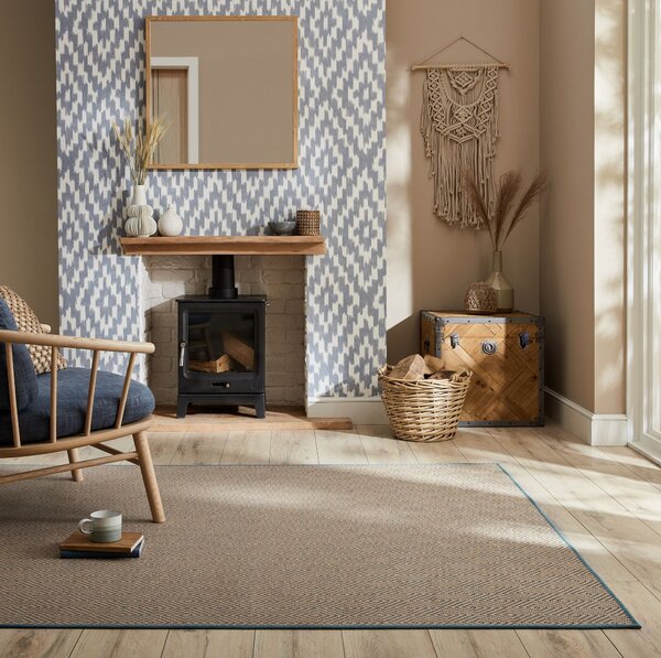 Flair Rugs, Kusový koberec Geometric Jute Blue, 200x290, béžová, chodba / predsieň
