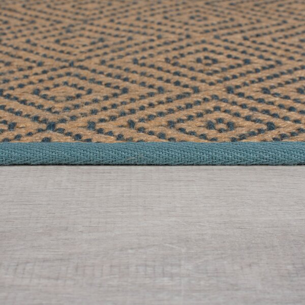 Flair Rugs, Kusový koberec Geometric Jute Blue, 200x290, béžová, chodba / predsieň