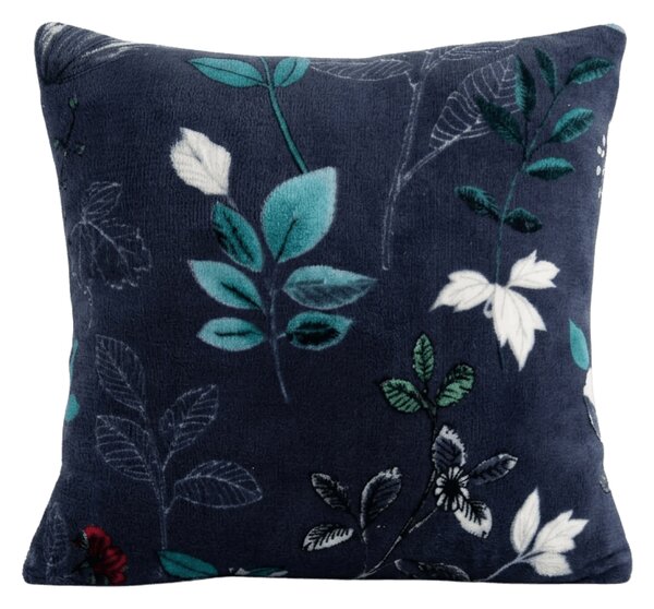 Obojstranná obliečka na vankúšik DUO SENSE NOCTIFLORA 45x45 cm mikroplyš/flanel, tmavomodrý