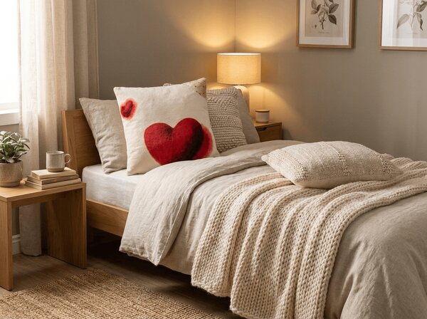 Obojstranná obliečka na vankúšik DUO SENSE HEARTELLE 45x45 cm mikroplyš/flanel, krémový