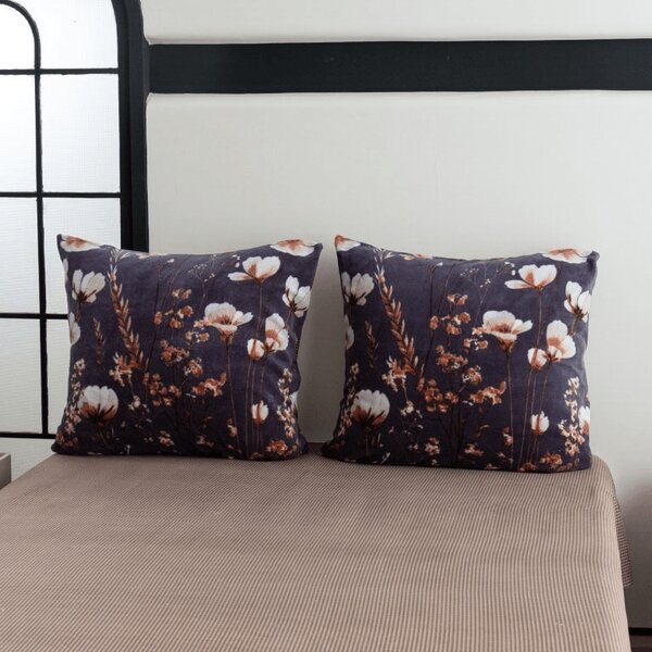Obojstranná obliečka na vankúšik DUO SENSE ARVENA 45x45 cm mikroplyš/flanel, tmavo sivá