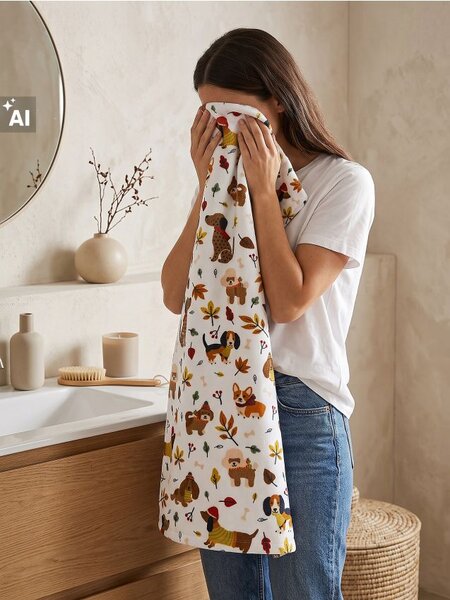 Sinsay - Bavlnený uterák s potlačou čistokrvných psov - viacfarebná