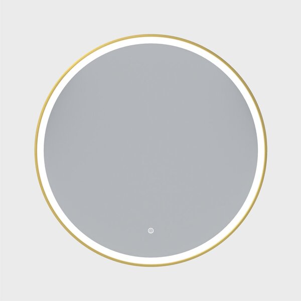 Erga Olivia, okrúhle LED zrkadlo 90cm, zlatý kovový rám, 2070 lm, 6500K, predné osvetlenie, ERG-V01-202-9090-GD