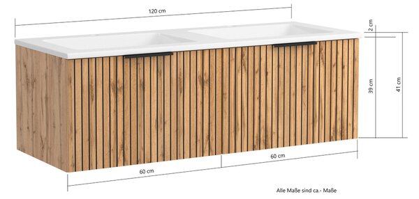 SKRINKA S UMÝVADLOM, čierna, dub wotan, dub wotan, 120 cm Held - Kúpeľňové skrinky, Online Only