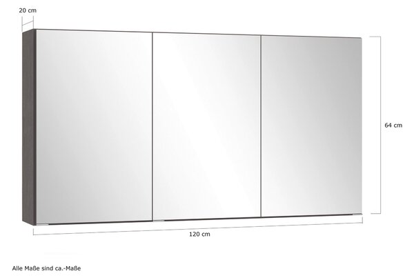 ZRKADLOVÁ SKRINKA, grafitová, 120/64/20 cm Held - Kúpeľňové skrinky, Online Only
