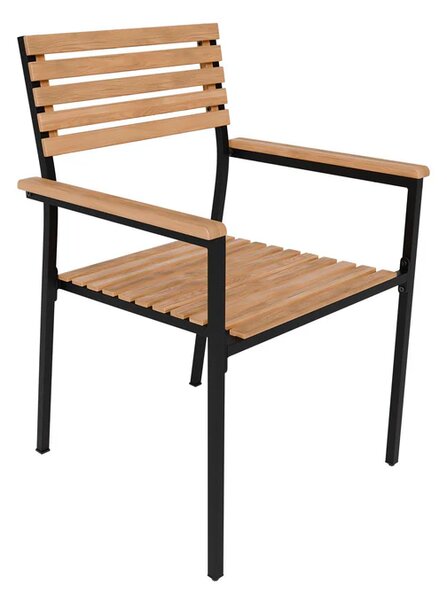 Záhradný set z akáciového dreva pre 6 osôb, čierny kov