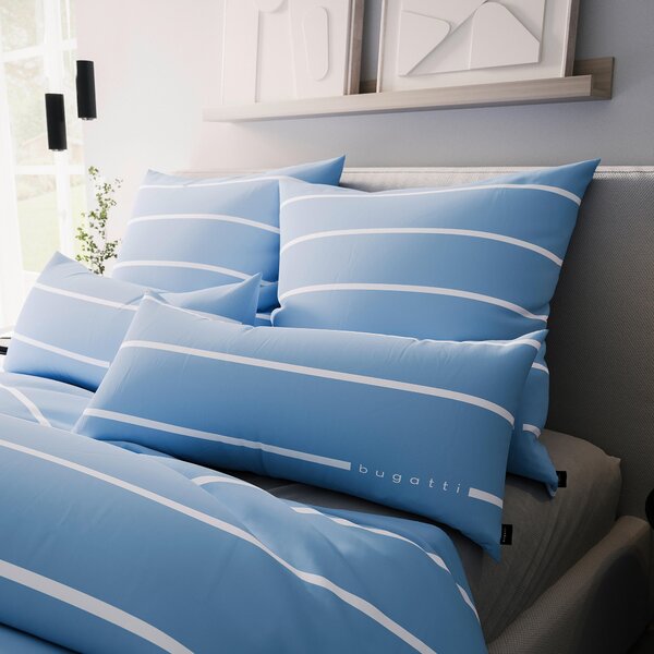 LICENCOVANÁ POSTEĽNÁ BIELIZEŇ satén modrá 135/200 cm Bugatti - Online Only bytové doplnky, Online Only