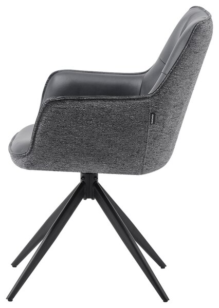 STOLIČKA S PODRÚČKAMI, železo, ženilka, vzhľad kože, sivá, čierna Livetastic - Stoličky, Online Only