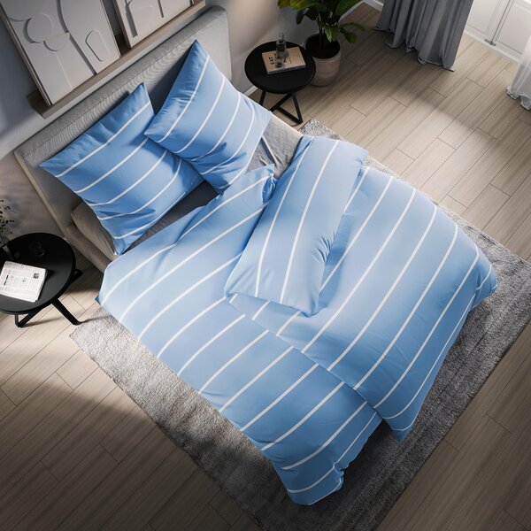 LICENCOVANÁ POSTEĽNÁ BIELIZEŇ satén modrá 135/200 cm Bugatti - Online Only bytové doplnky, Online Only