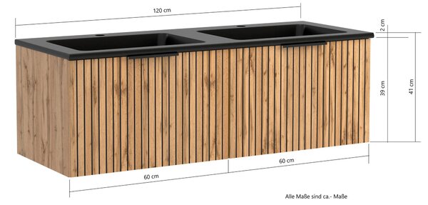 SKRINKA S UMÝVADLOM, čierna, dub wotan, dub wotan, 120 cm Held - Kúpeľňové skrinky, Online Only