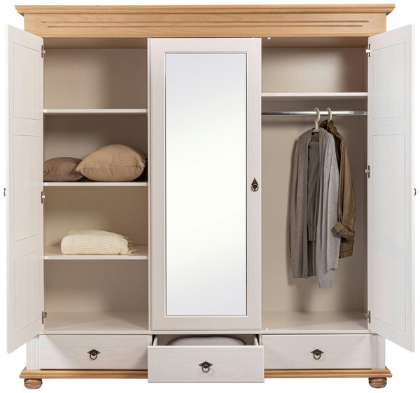 ŠATNÍKOVÁ SKRIŇA, borovica, biela, farba duba, 194/220/62 cm Ti'me - Skrine, Online Only