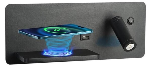 Immax 08288L-LED Nástenné sviet. s pol., USB a bezdr. nab. LED/3W/230V + LED/3W