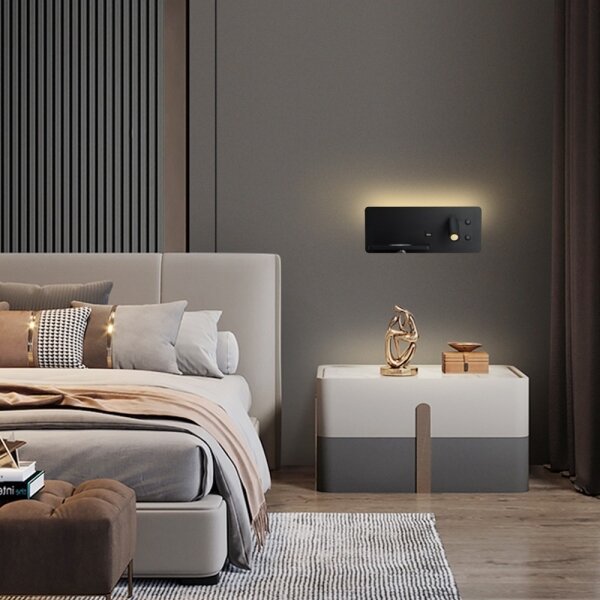 Immax 08288L-LED Nástenné sviet. s pol., USB a bezdr. nab. LED/3W/230V + LED/3W