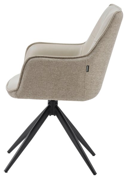 STOLIČKA S PODRÚČKAMI, železo, ženilka, vzhľad kože, čierna, taupe Livetastic - Stoličky, Online Only