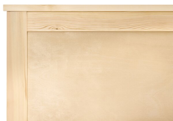 Drevená posteľ s 2 zásuvkami prírodné svetlé borovicové drevo MDF brezové drevo 90 x 200 cm rám postele s čelom