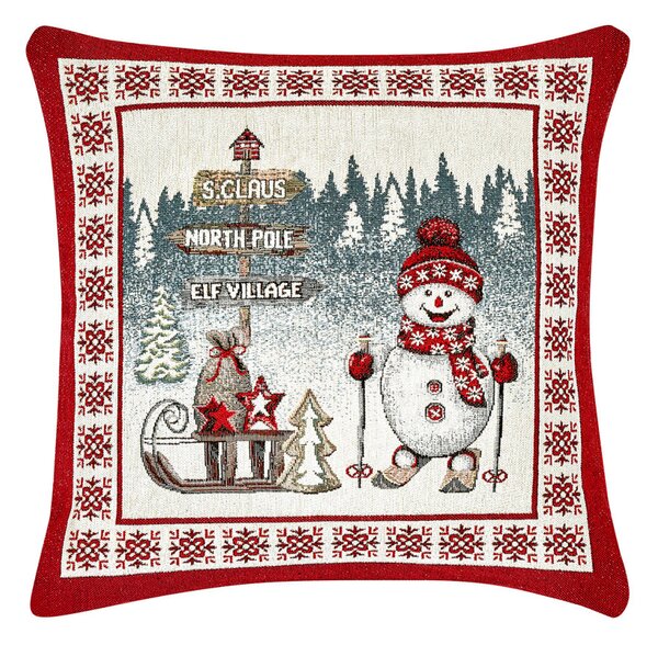 Vianočná gobelínová obliečka na vankúš Severný pól Chenille IT037A Farba Viacfarebná Rozmery 50x50 cm