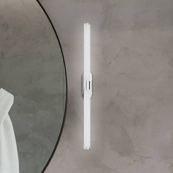 Briloner LED nástenné svetlo Runt, dĺžka 60 cm, chróm, 4 000 K, IP44, Chrómová / strieborná, Kúpeľňa, Plast, Moderný