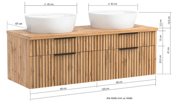 SKRINKA S UMÝVADLOM, čierna, dub wotan, dub wotan, 120 cm Held - Kúpeľňové skrinky, Online Only