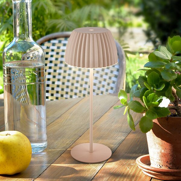 Briloner Stolová LED lampa na batérie Brilo unplugged Riffle, 36 cm, béžová, Krémová / jantárovo žltá, Obývacia izba / jedáleň, kov, Stojacie svietidlo