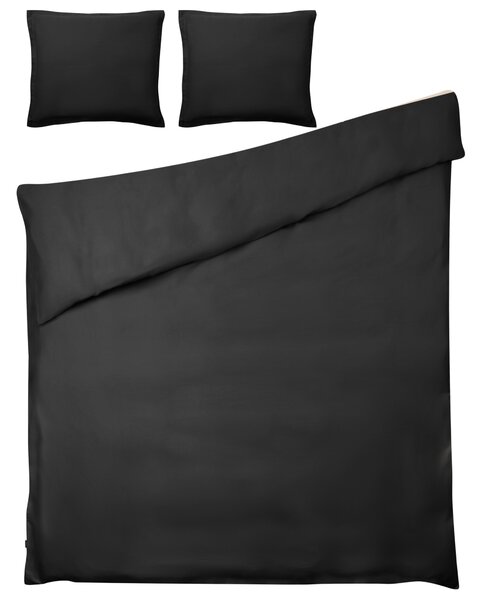 Súprava posteľnej bielizne čierna bavlnený satén 150 x 200 cm sada obliečok na paplón a 2 vankúše moderná spálňa