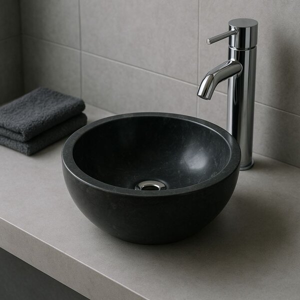 Kamenné umývadlo Gemma 501 leštený mramor Ø40 cm, black