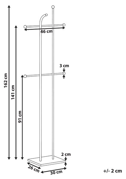 Vešiak na kabáty zlatý oceľový kovový 162 cm voľne stojaci 6 háčikov na zavesenie moderná predsieň
