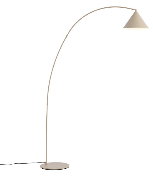Retro stojaca lampa béžová s bielym interiérom - Triangolo