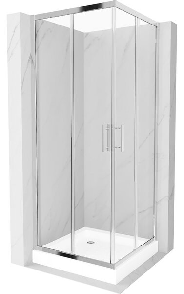Mexen Rio štvorcová sprchová kabína 70 x 70 cm, transparentná, chróm + vanička, biela - 860-070-070-01-00-4510