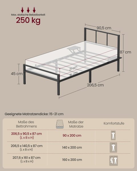 Kovová manželská posteľ 90 cm RMB192BD01