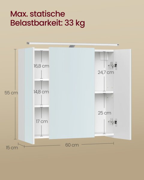 Zrkadlová skrinka BBK138WB01