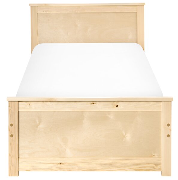Drevená posteľ prírodné svetlé borovicové drevo MDF brezové drevo 90 x 200 cm rám postele s čelom
