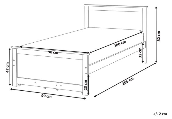 Drevená posteľ prírodné svetlé borovicové drevo MDF brezové drevo 90 x 200 cm rám postele s čelom