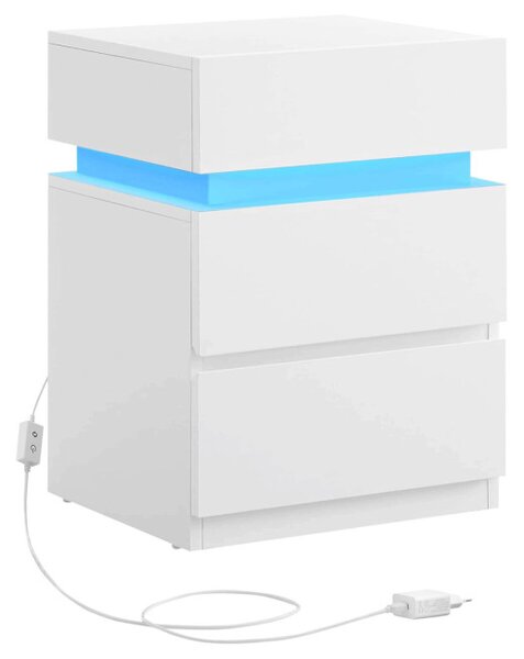 Nočný stolík s LED osvetlením, biely ANT-E1163 WT