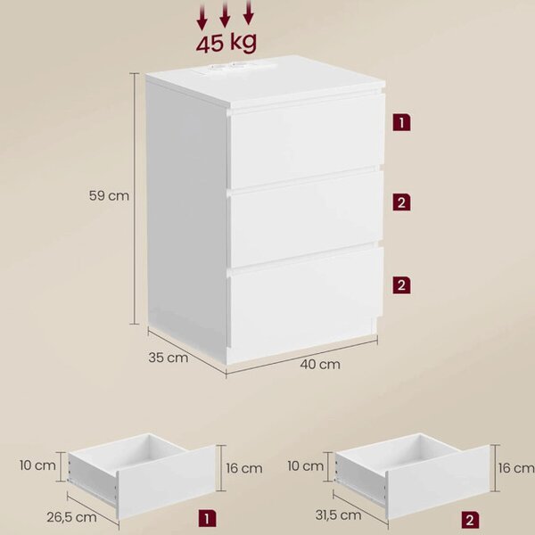 Nočný stolík biely ANT-E1161 WT