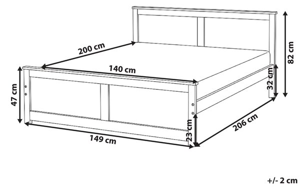 Drevená posteľ prírodné svetlé borovicové drevo MDF brezové drevo 140 x 200 cm rám postele s čelom