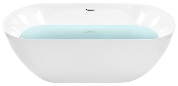 Voľne stojaca vaňa biela akrylát 170 x 80 cm lesklý povrch oválny tvar moderný štýl kúpeľňa