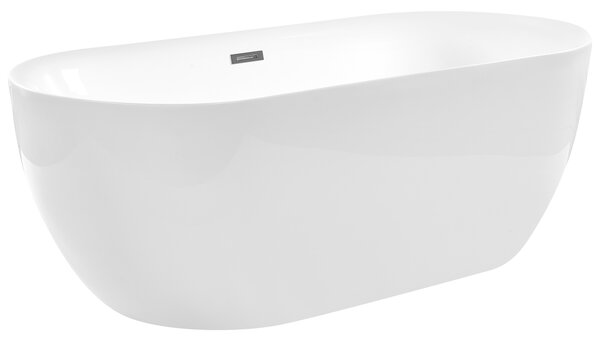 Voľne stojaca vaňa biela akrylát 170 x 80 cm lesklý povrch oválny tvar moderný štýl kúpeľňa