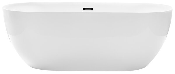 Voľne stojaca vaňa biela akrylát 170 x 80 cm lesklý povrch oválny tvar moderný štýl kúpeľňa